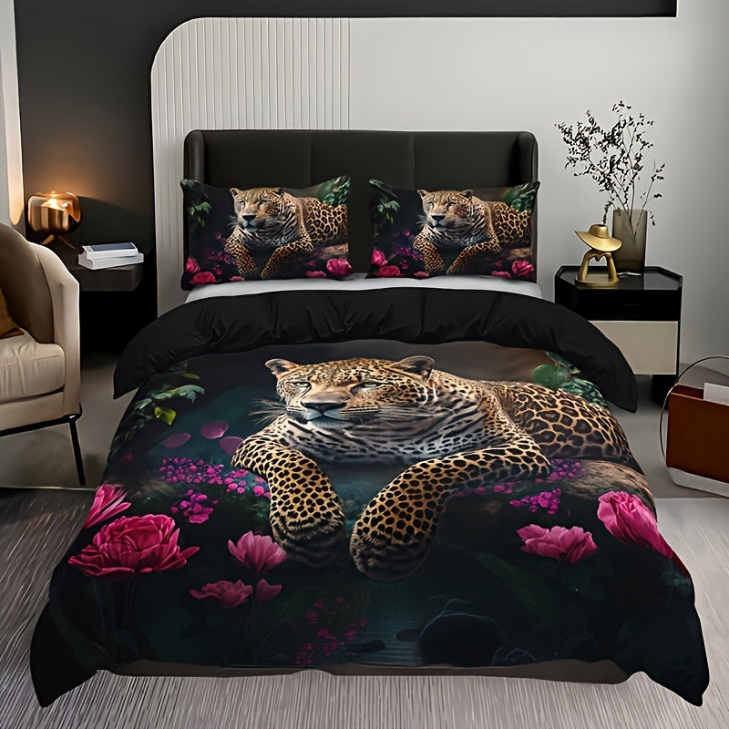 3-teiliges Set - Animal Print HD Digital Bettwäsche-Set - Weich und warm für Sofa, Bett, Büro oder Reisen - Für alle Jahreszeiten