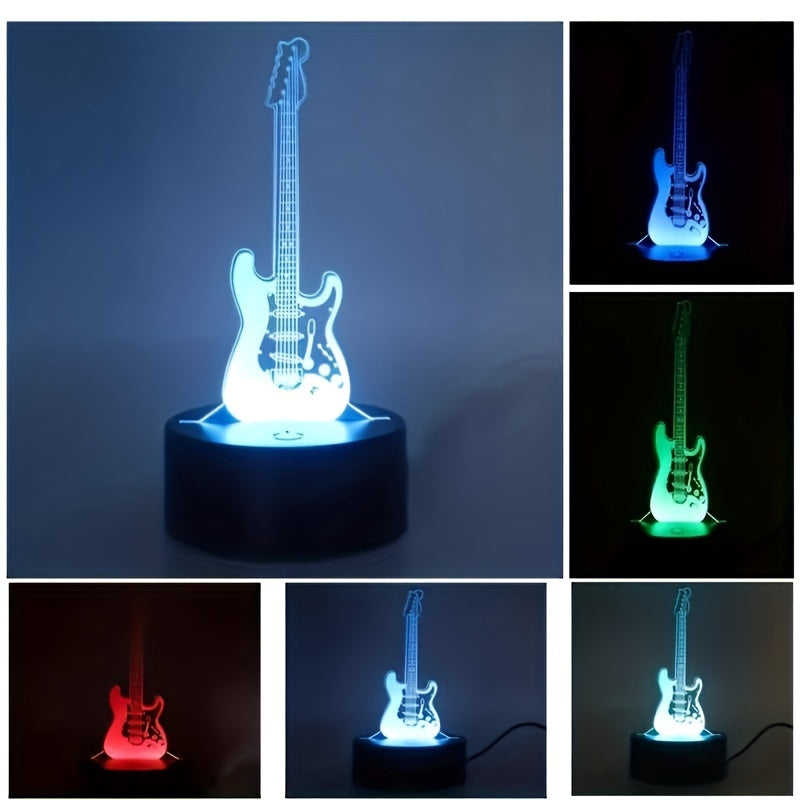 MusicGlow - 3D Gitaar LED Nachtlamp met Multikleurige Sfeerverlichting