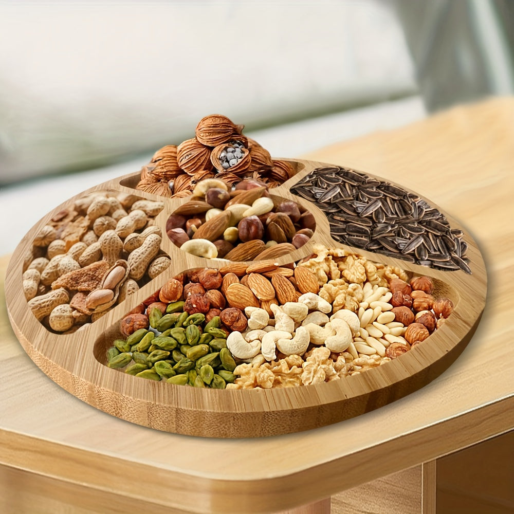 BambooServe - Ronde Bamboe Snackplank | Duurzaam Dienblad voor Maaltijd & Fruit