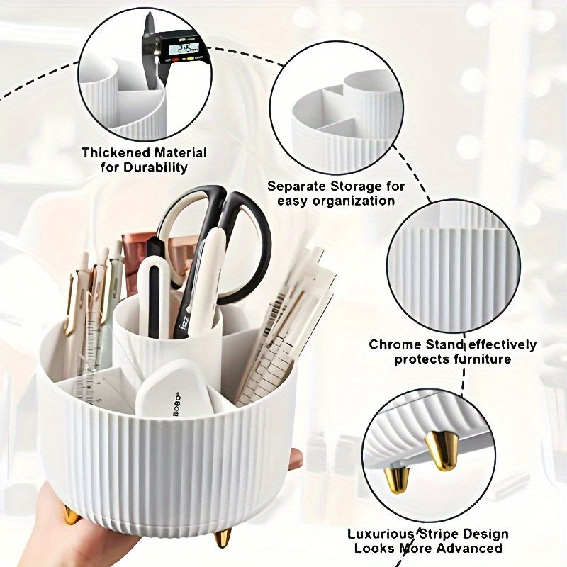 360° Roterende Make-up Organizer – Duurzame Kunststof Cosmetica Opbergdoos met 5 Vakken