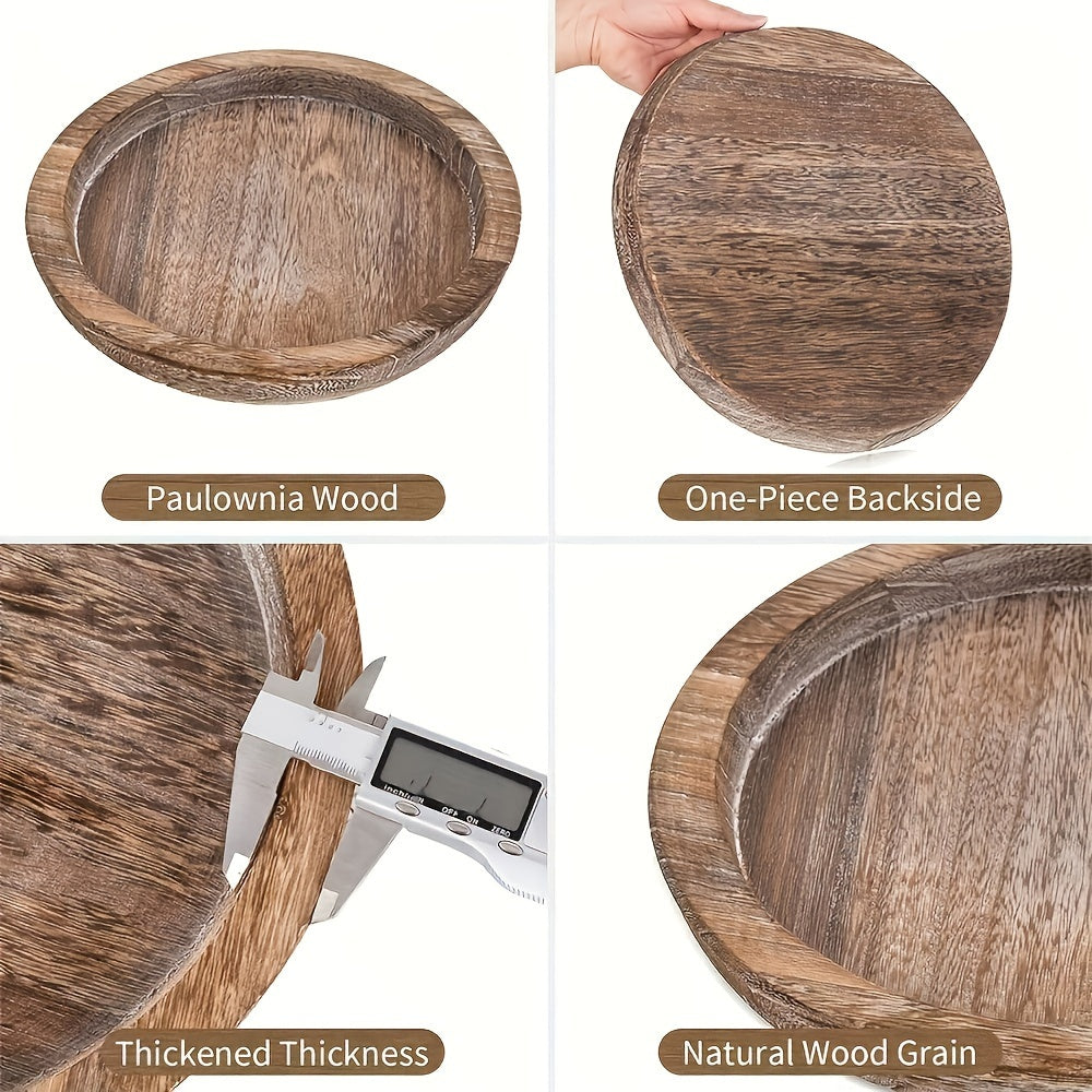 RusticBowl - Ronde Houten Schaal | Rustieke Kaarshouder & Kerstdecoratie
