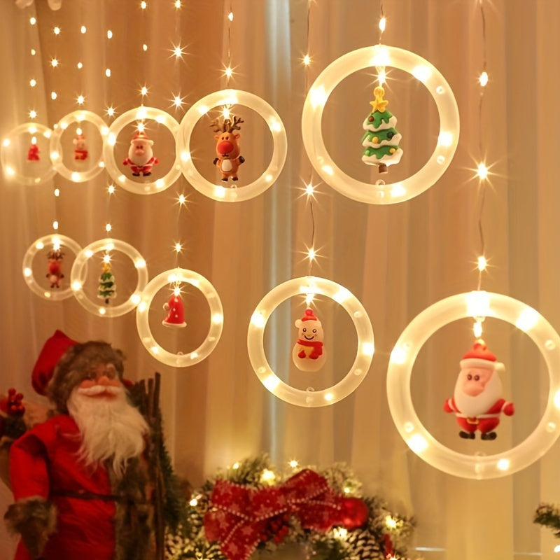 Nieuwe kerstverlichting met kerstman-cartoonvorm, hangende raamgordijnverlichting, LED-kleurverlichting, raamdecoratie, sterrenlicht, USB-interface, Halloween-cadeau.