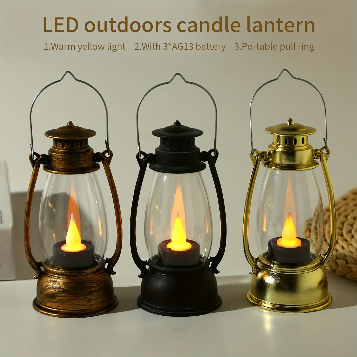 VintageGlow - LED Kerosine-Stijl Tafellamp met Gele Vlam