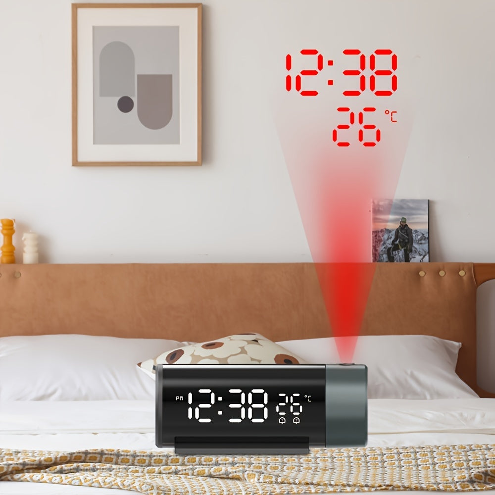 ProjectElite - Moderne Zwarte Projectie Wekker met Dubbele Tijd- en Temperatuurweergave