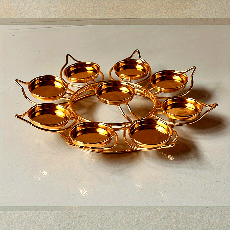 Golden Metal Lotus Candle Holder - Perfect for Festive Decorations