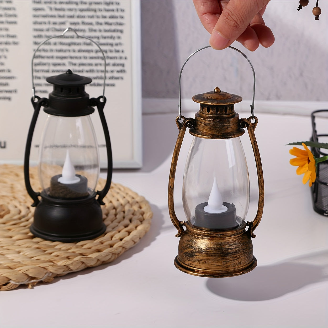 VintageGlow - LED Kerosine-Stijl Tafellamp met Gele Vlam