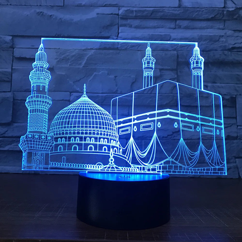 SpiritGlow - LED Tafellamp in Moskee Design, 3D Verlichting voor Spirituele Sfeer