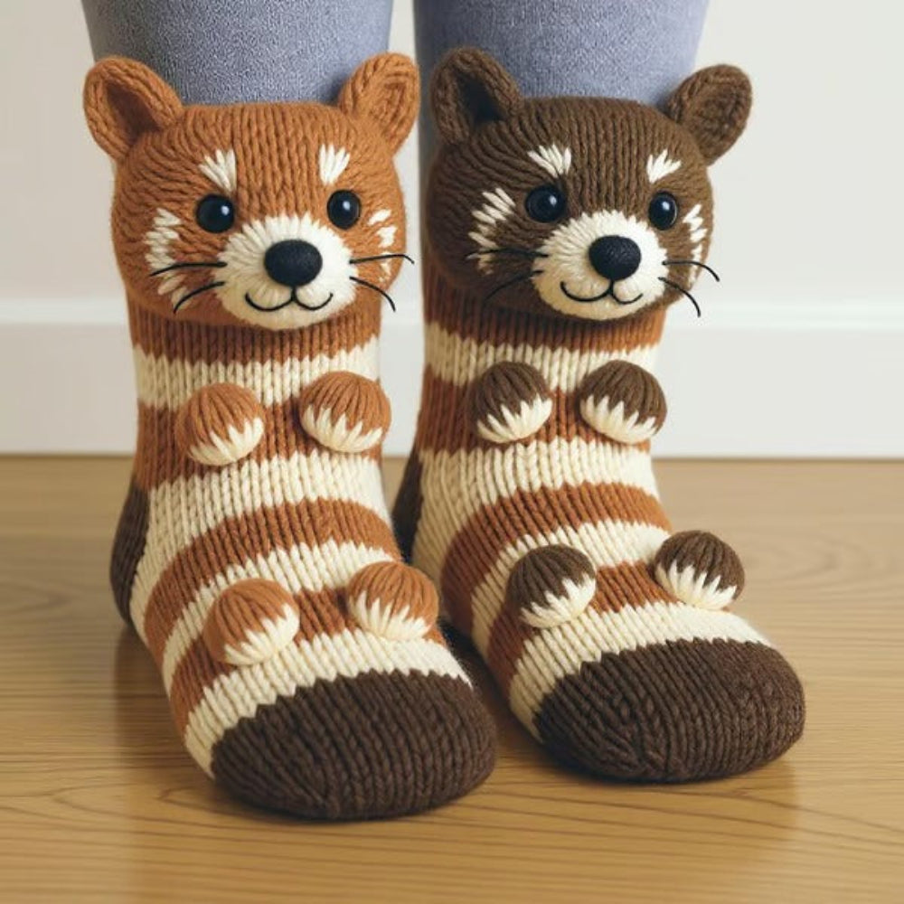 Animal Plush Slipper Socks Non-Slip Indoor Comfort Warmth 3