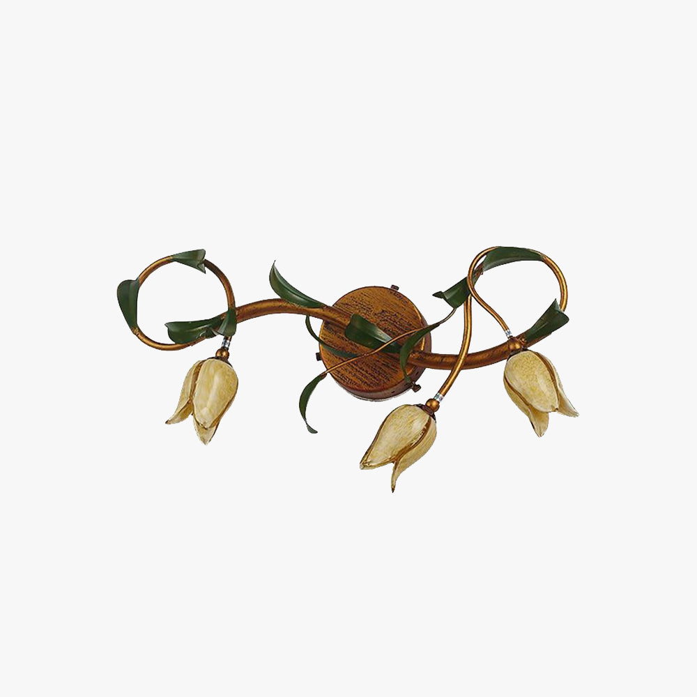 Vintage Bloem LED Wall Light Copper Bathroom Bedroom Metal Glass 3/5 Lamps