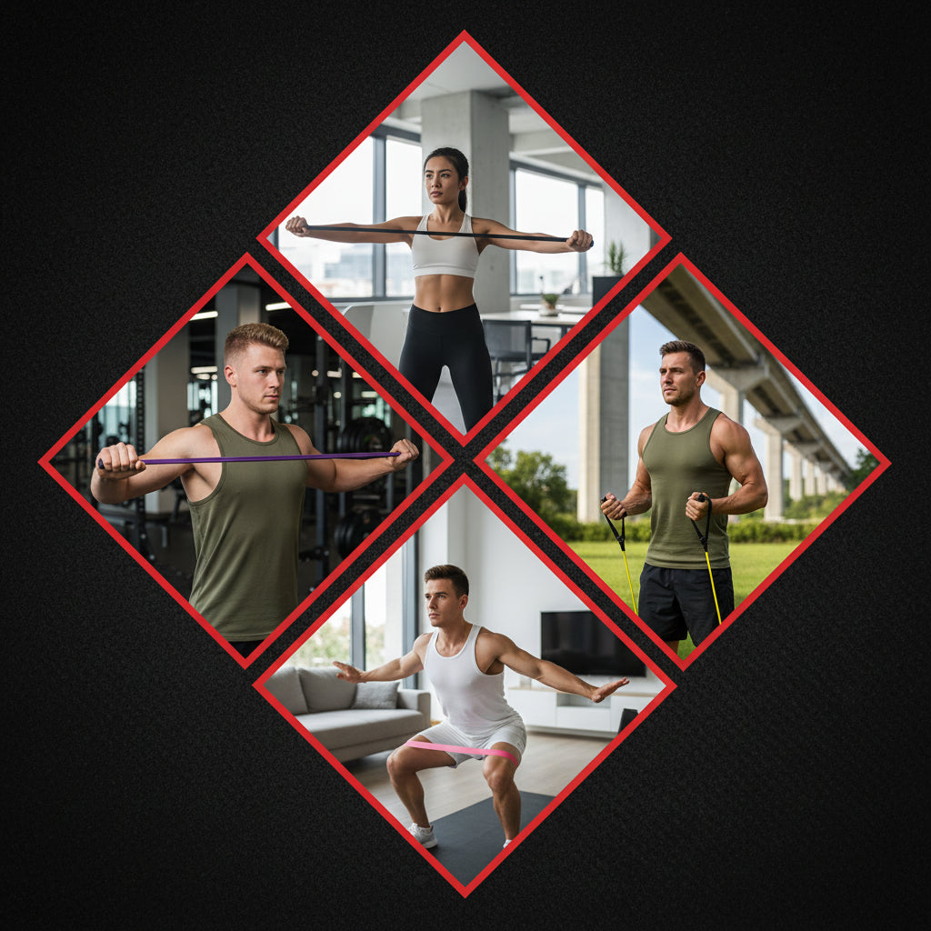 Set Bande Elastiche Esercizi Forza Allenamento Completo Corpo