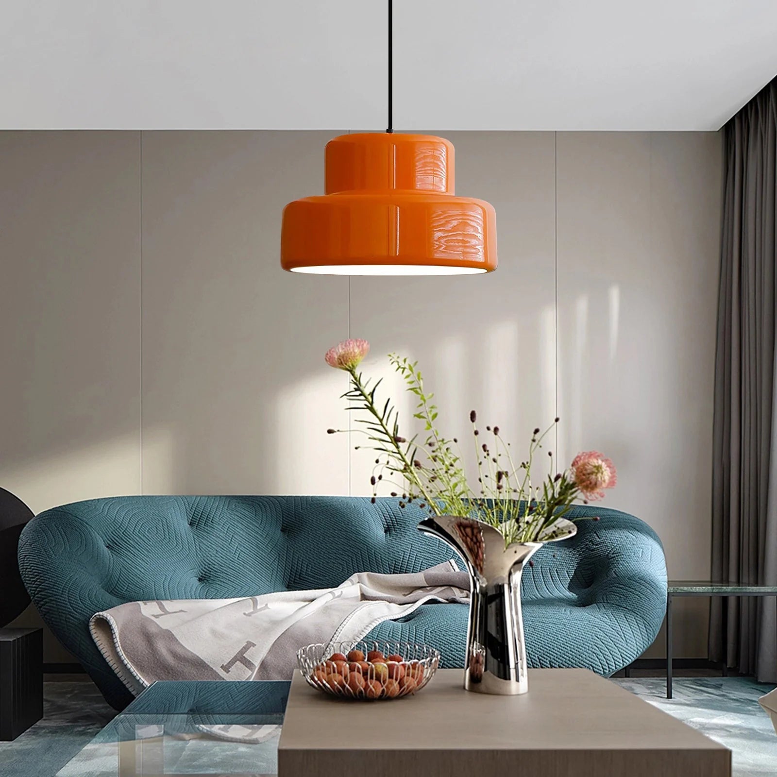 Bauhaus Vintage Oranje Hanglamp voor Eetkamer