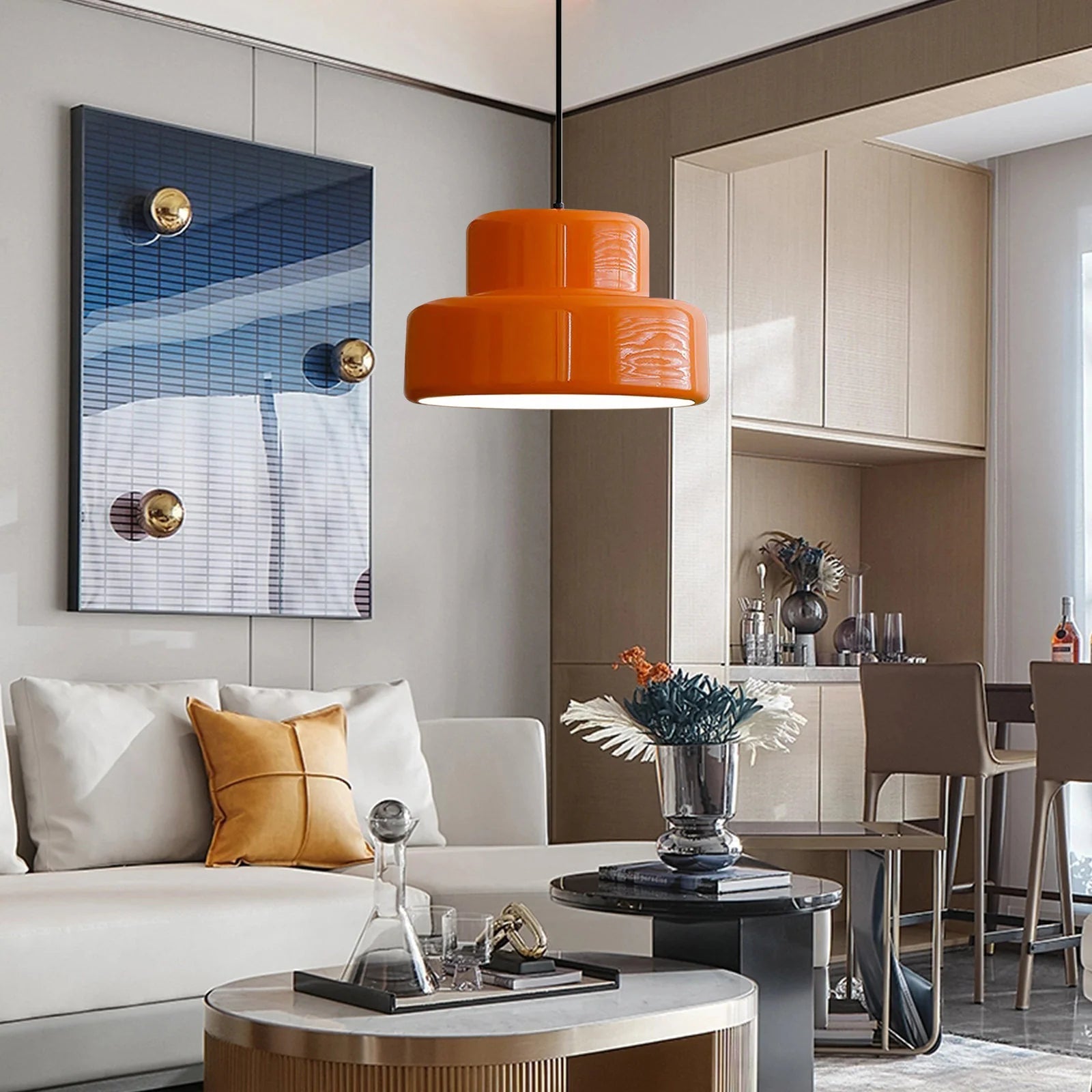 Bauhaus Vintage Orange Pendant Lamp for Dining Room