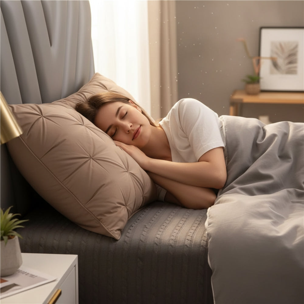 Travesseiro de Penas de Ganso Confortável Suporte Respirável