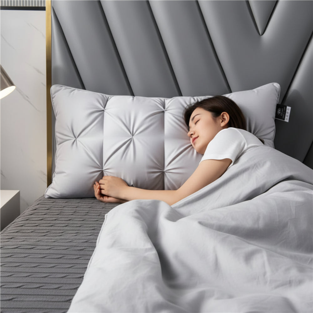 Travesseiro de Penas de Ganso Confortável Suporte Respirável