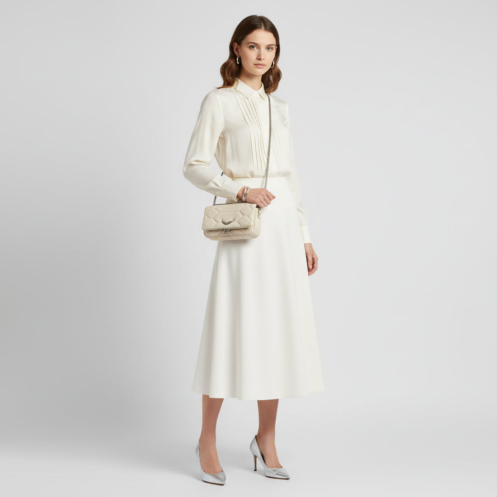 Mala de Ombro Feminina Elegante em Pele Sintética Compacta Transversal