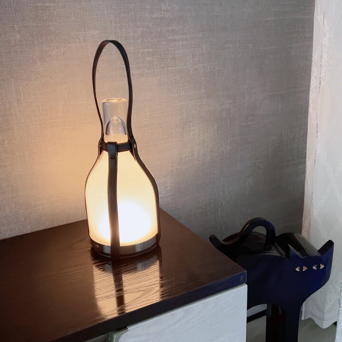 Bell Portable Lederen Glazen Tafellamp