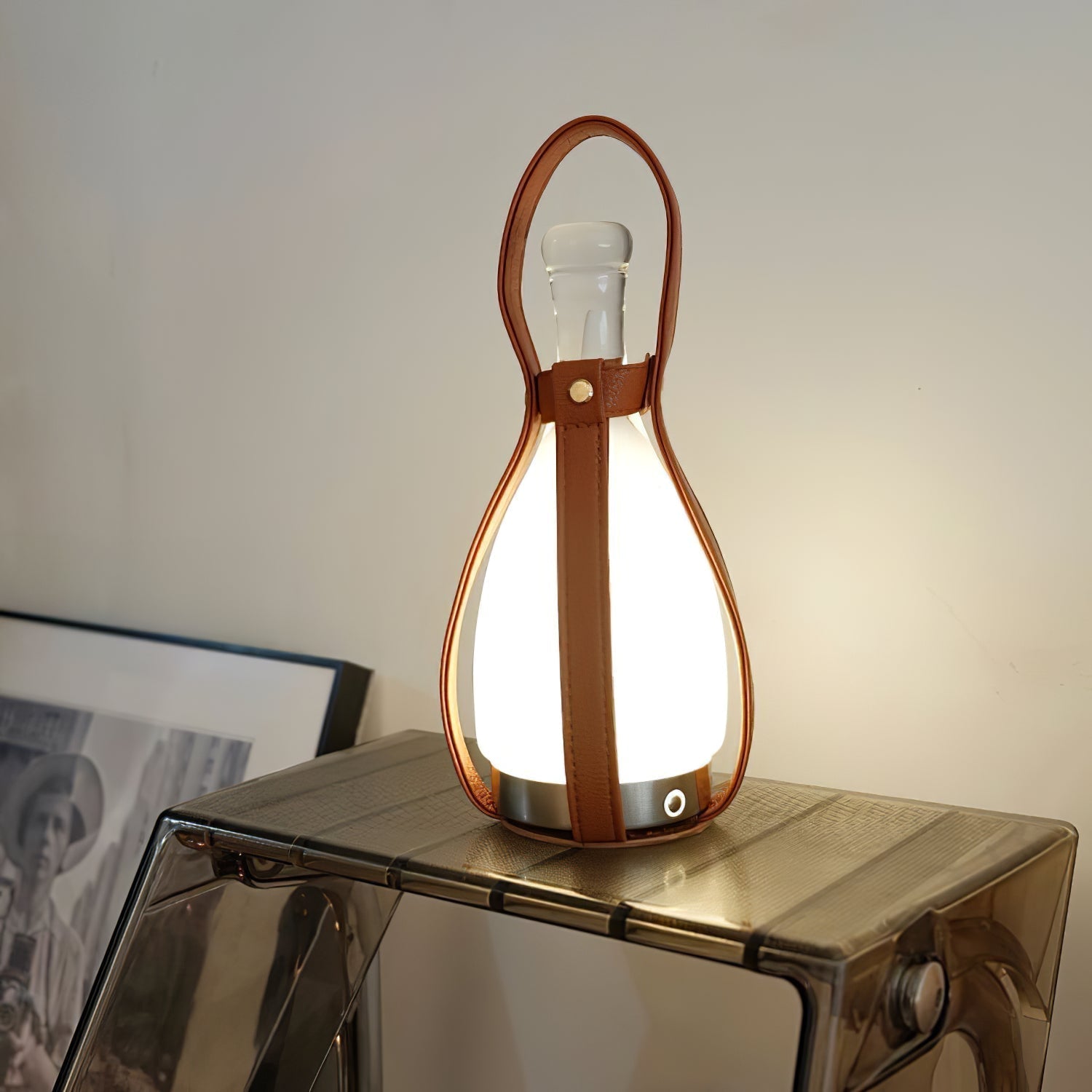 Bell Portable Lederen Glazen Tafellamp