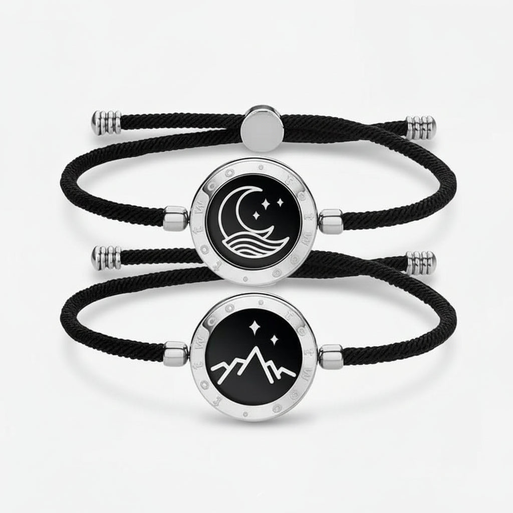 Conjunto de Pulseiras de Parceiro Ligantes Vibração Aço Inoxidável Bluetooth