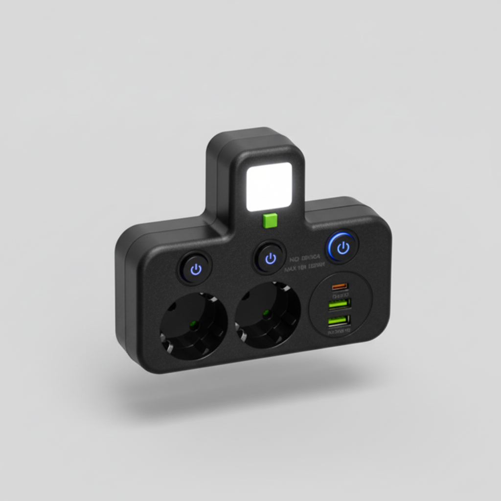 Tomada inteligente com USB e luz noturna para casa e escritório