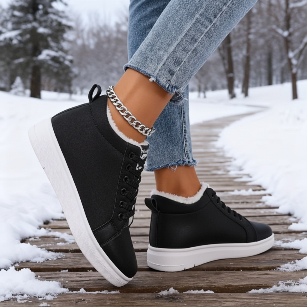 Womens Winter Sneakers Warm Lined Casual Walking Shoes
