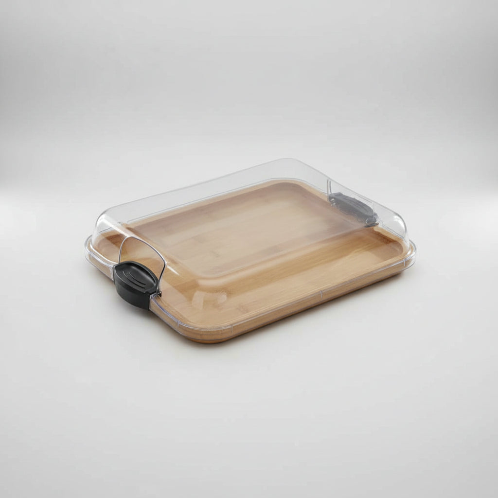 Cutting Board Bamboo Serving Tray Lid Compartments