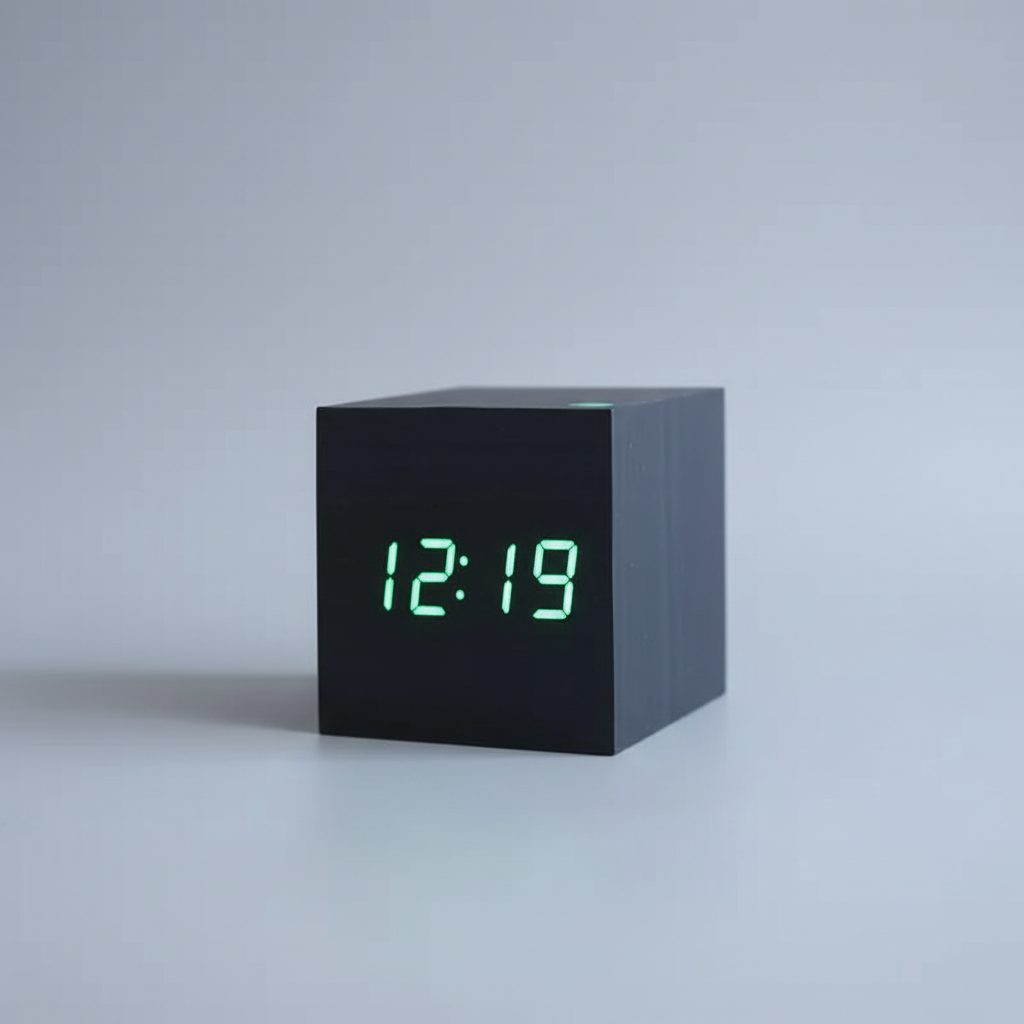 Relógio Digital de Madeira LED Minimalista para Secretária