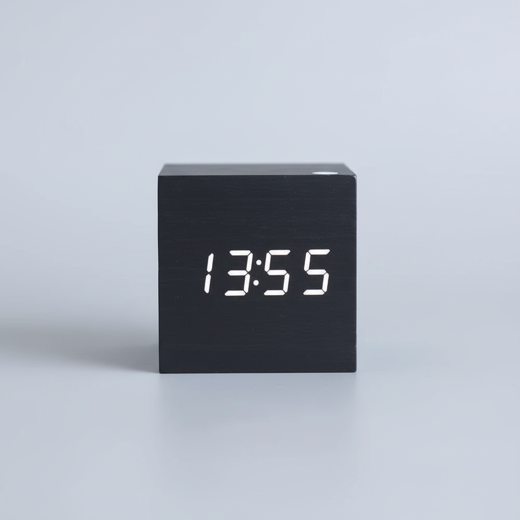 Relógio Digital de Madeira LED Minimalista para Secretária