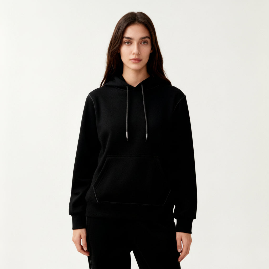 Conjunto de Treino Senhora Luxuoso com Sweatshirt Ampla e Calças de Corrida