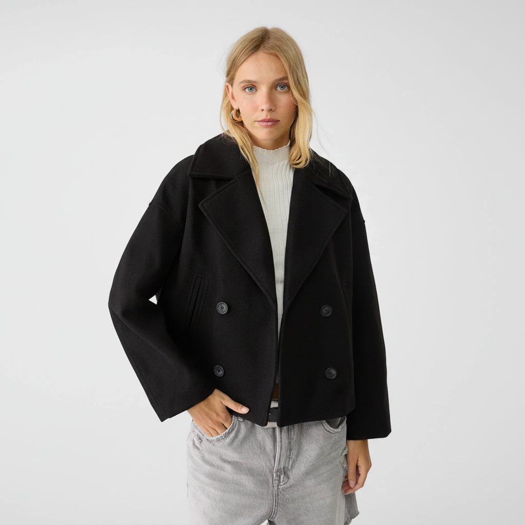 Blazer Dames Korte Dubbelrijige Oversized Jas Revers
