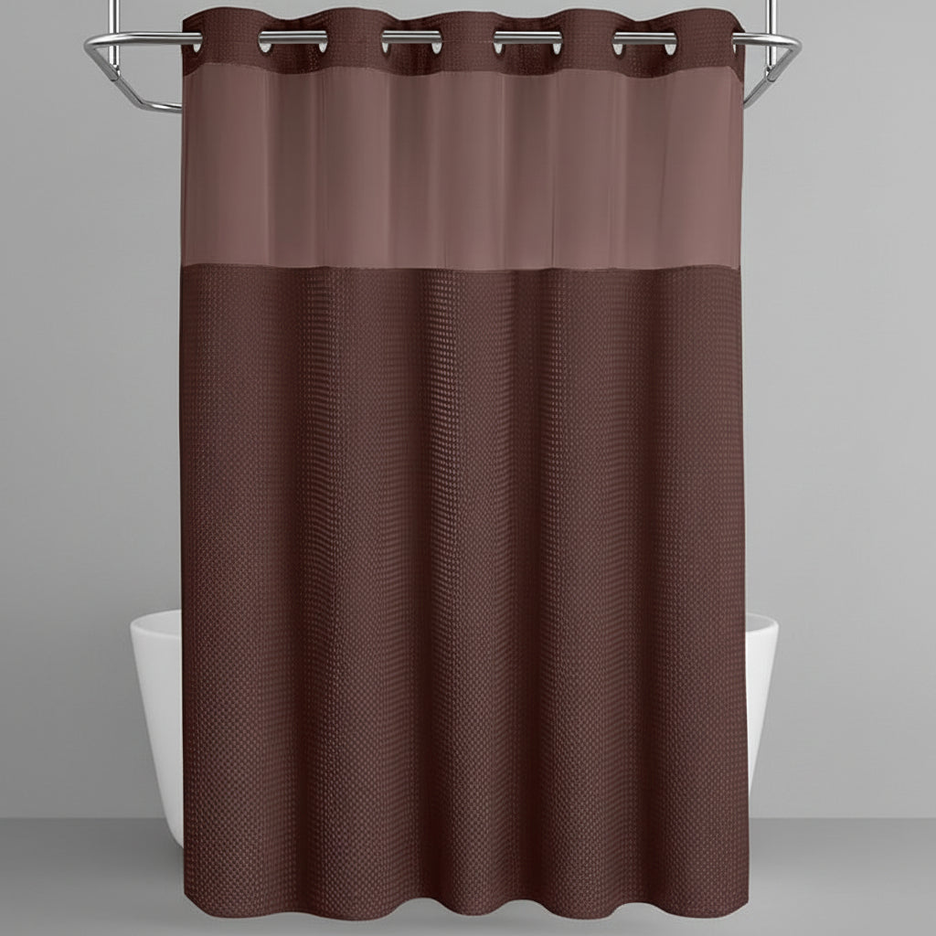 Cortina de Banho Sem Ganchos Forro Impermeável Janela de Privacidade