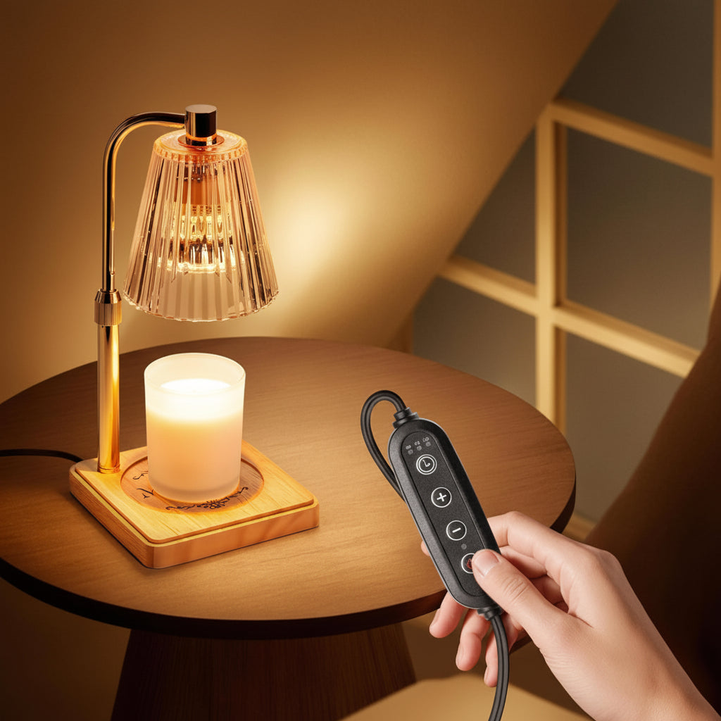 Candeeiro de mesa Aquecedor de velas Elétrico Regulador de intensidade Temporizador Interior