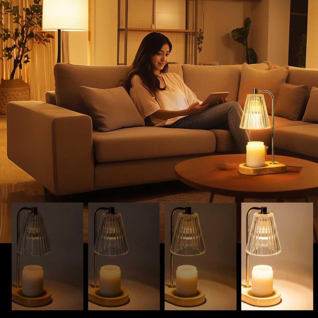 Candeeiro de mesa Aquecedor de velas Elétrico Regulador de intensidade Temporizador Interior