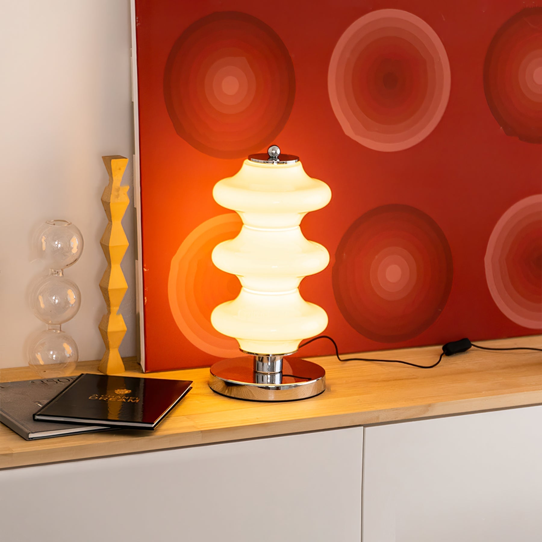 LumiGlas - Elegante Tafellamp met Glazen Lampenkap