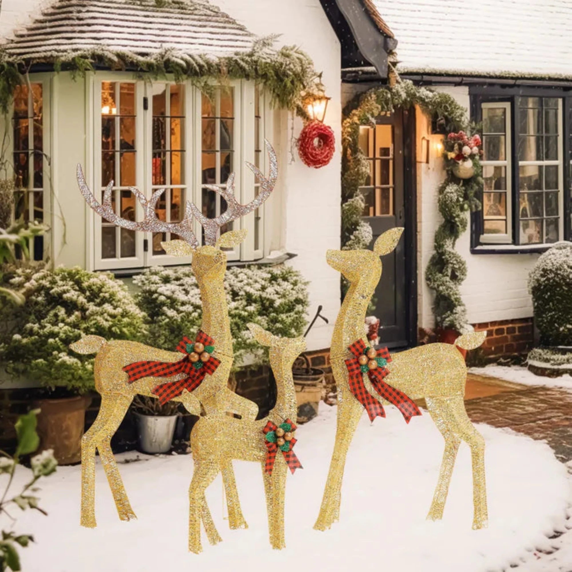 Christmas Deer Family Outdoor Decorations Lighted Waterproof Reindeer - Image 11