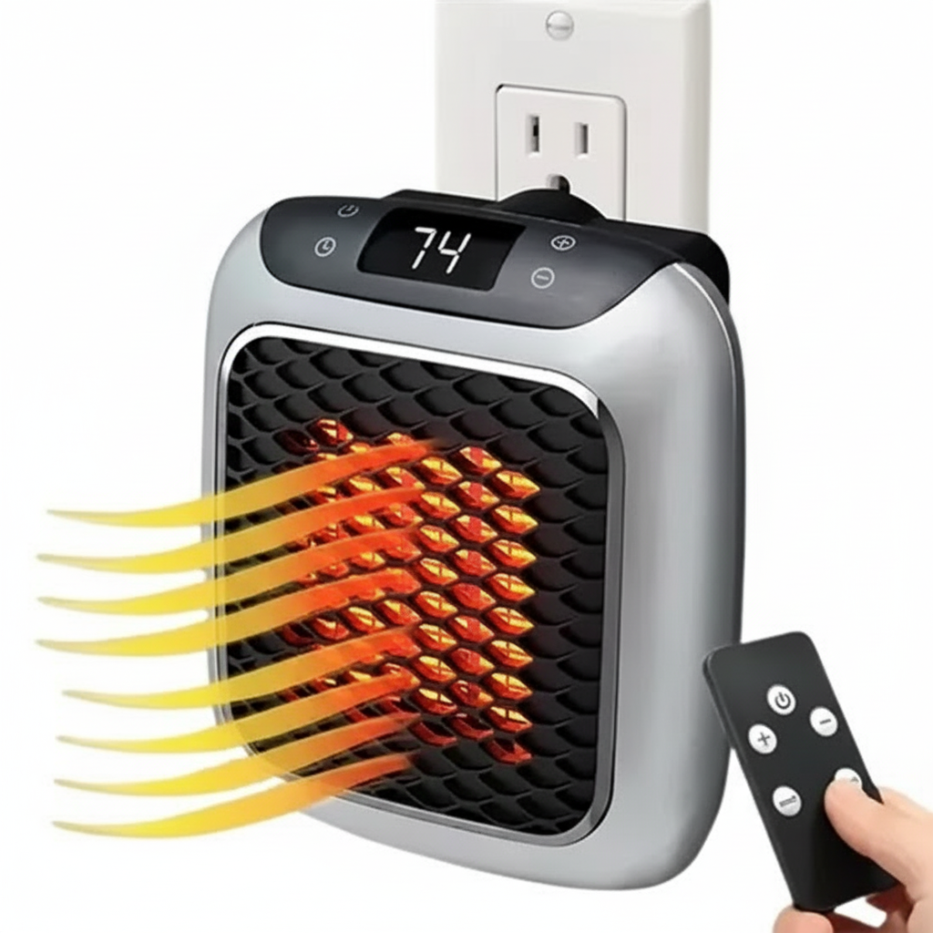 Compact Electric Ceramic Heater Portable Programmable Timer Safe 1