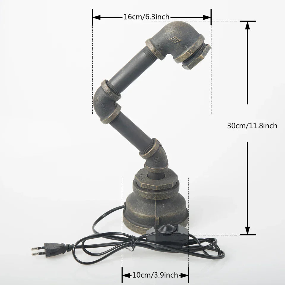 LumiIron – Industriële Retro Tafellamp van IJzer, Creatieve Loft Lamp in Vintage Stijl
