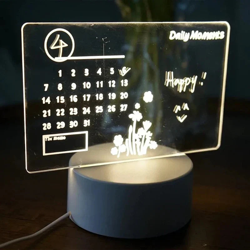MemoGlow - LED Night Light with Black Writing Board for Bedroom & Desk