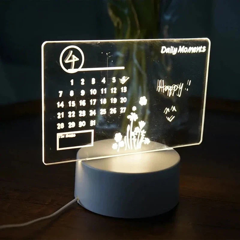 MemoGlow - LED Night Light with Black Writing Board for Bedroom & Desk