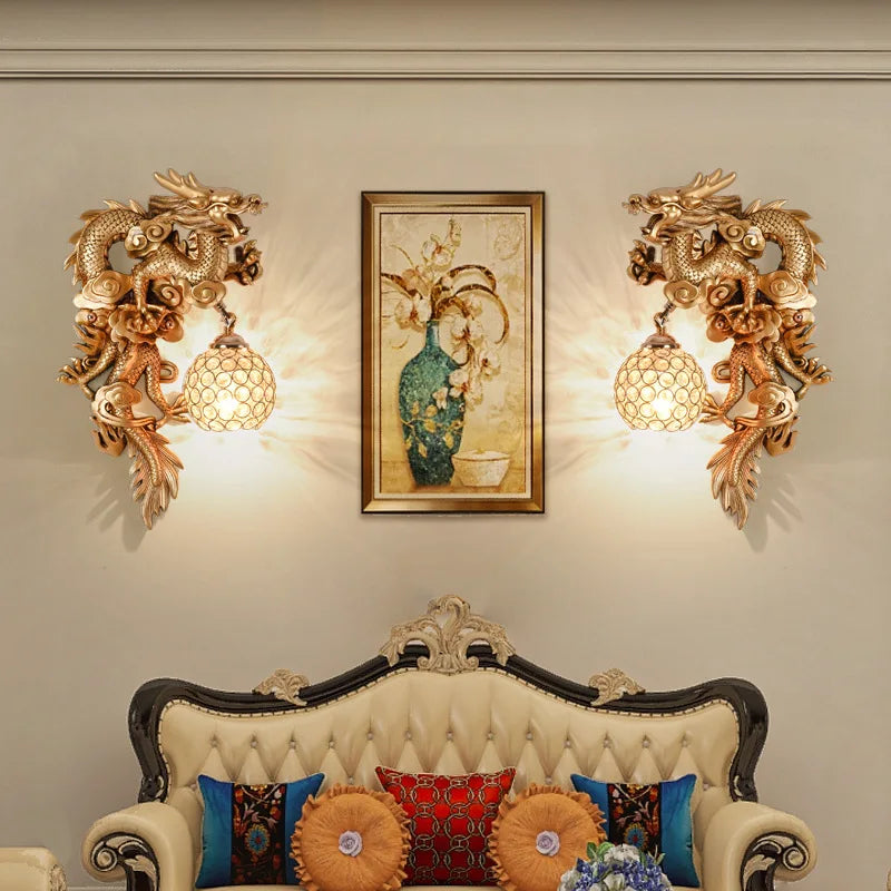 DragonPhoenix - Luxury Dragon and Phoenix Wall Lamp Decorative Lighting