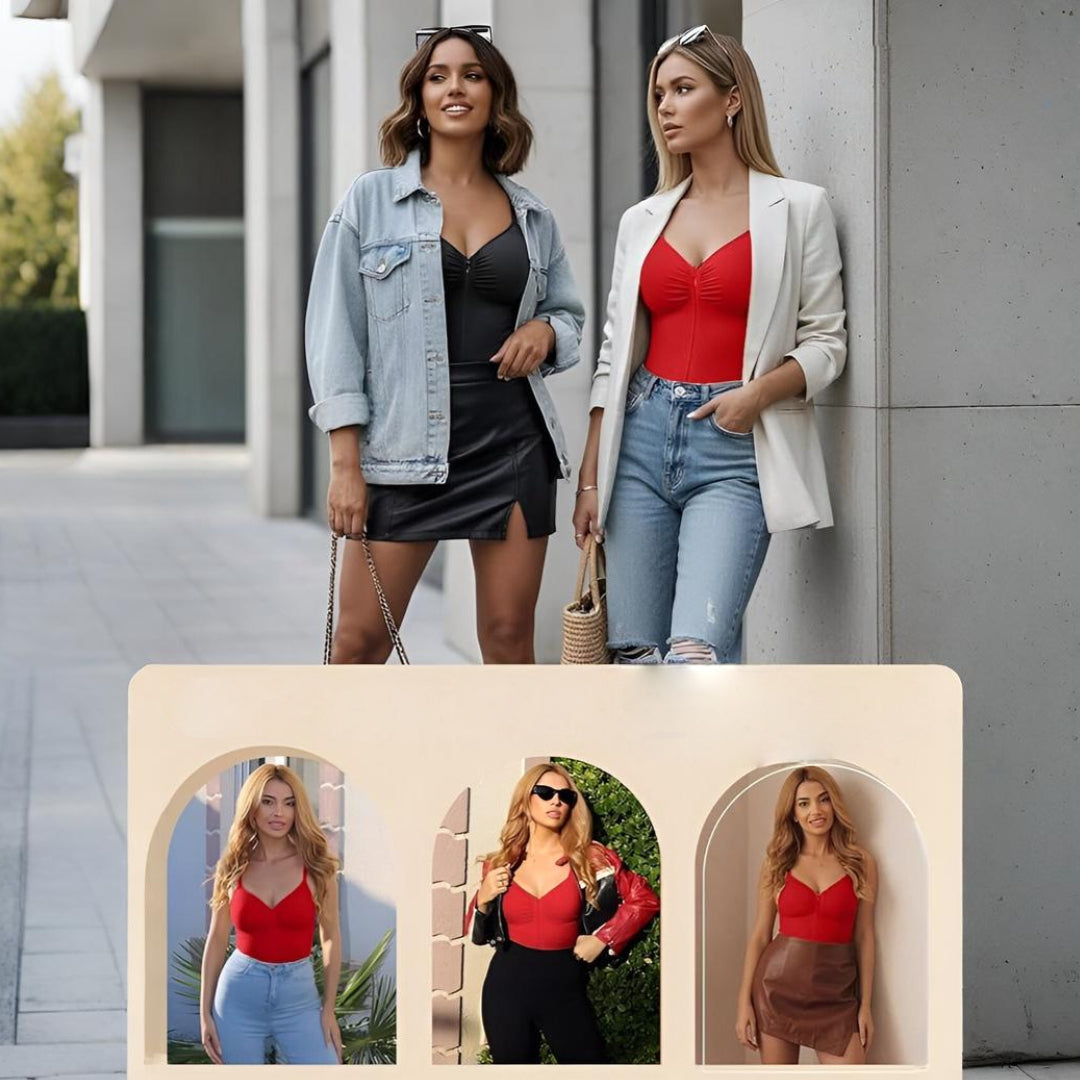 Body modelador feminino com fecho e cintura modeladora