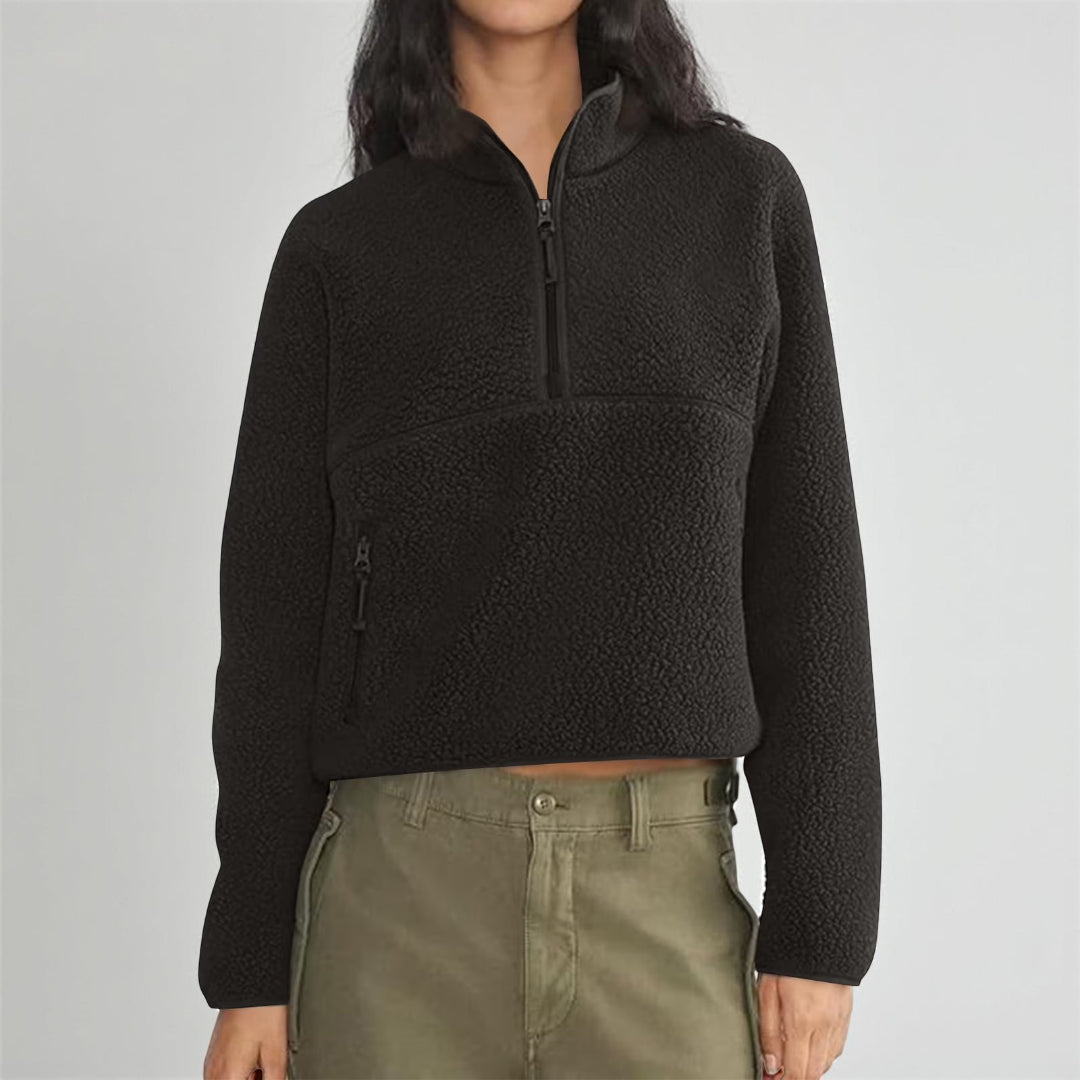 Colete de Senhora Sem Mangas com Fecho Preto Casual Superior