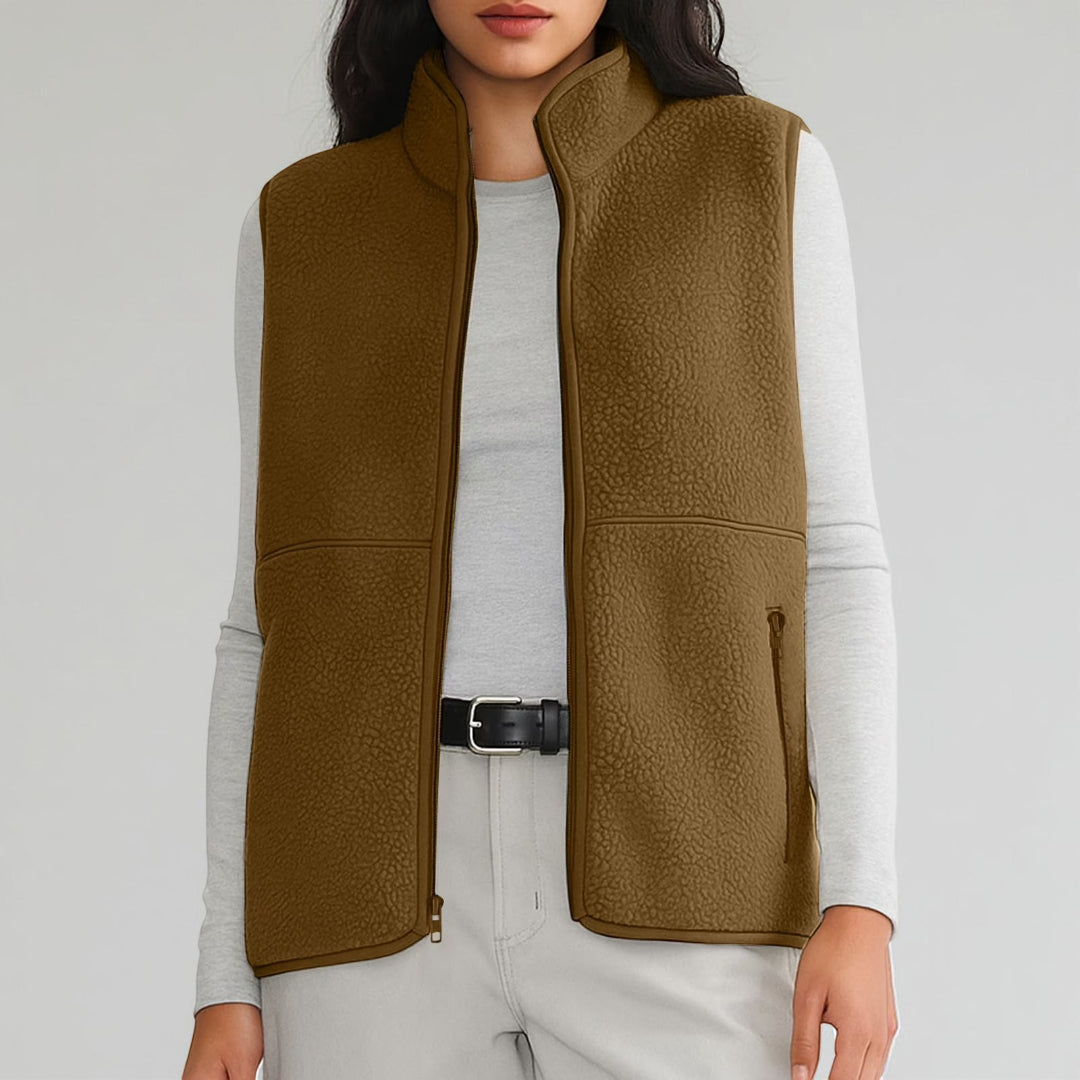 Colete de Senhora Sem Mangas com Fecho Preto Casual Superior