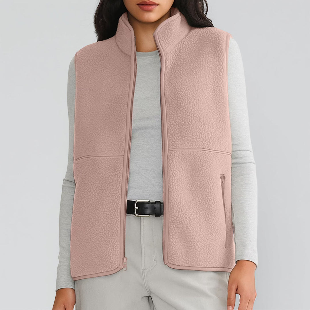 Colete de Senhora Sem Mangas com Fecho Preto Casual Superior