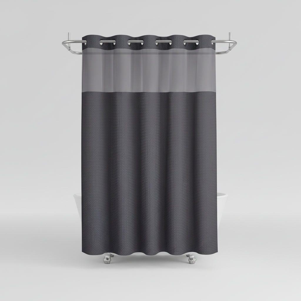 Cortina de Banho Sem Ganchos Forro Impermeável Janela de Privacidade