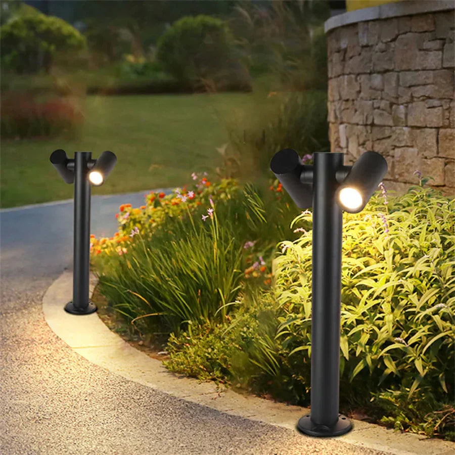 LumiPost – Lanterna da Giardino a LED Doppia per Vialetto e Giardino – Resistente alle Intemperie e a Risparmio Energetico