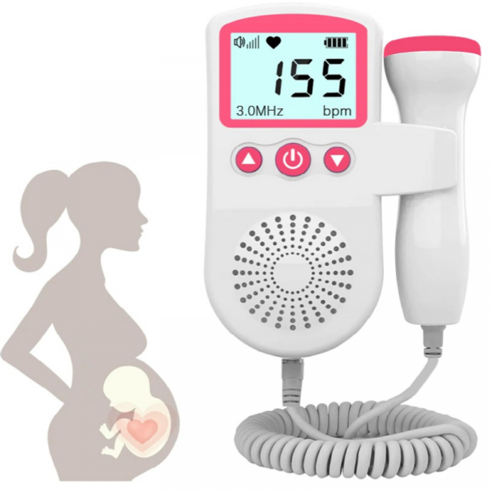 Fetal Heart Rate Monitor Portable Doppler LCD Display Baby Tracker 0