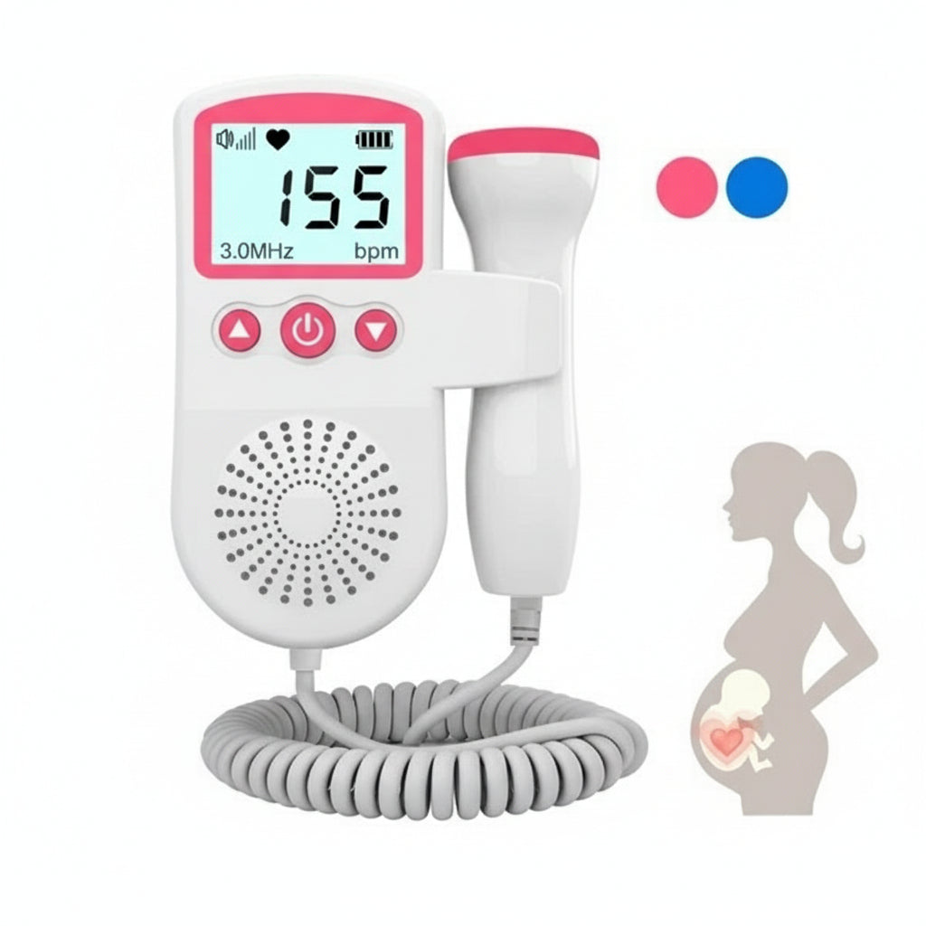 Fetal Heart Rate Monitor Portable Doppler LCD Display Baby Tracker 5