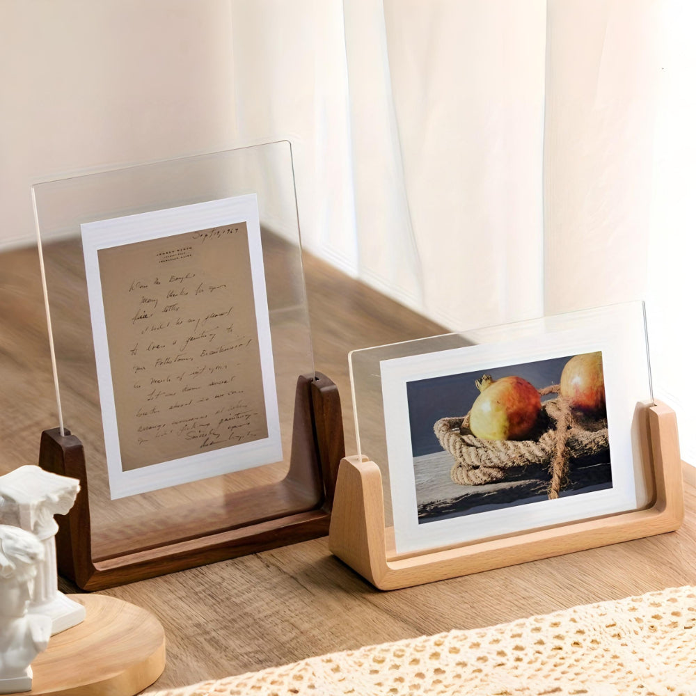 Moldura de Mesa Acrílica Madeira Maciça Forma U Moderna