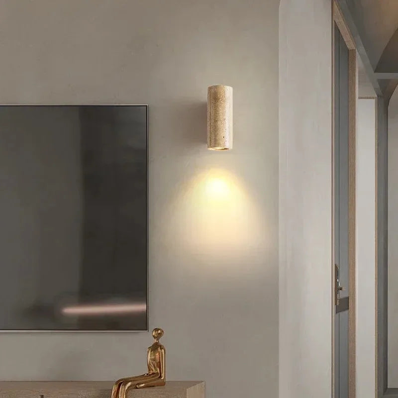 StoneGlow - Lámpara de pared moderna con aspecto de piedra natural para sala de estar y dormitorio