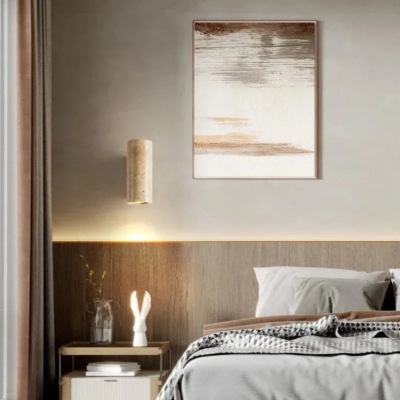 StoneGlow - Lámpara de pared moderna con aspecto de piedra natural para sala de estar y dormitorio